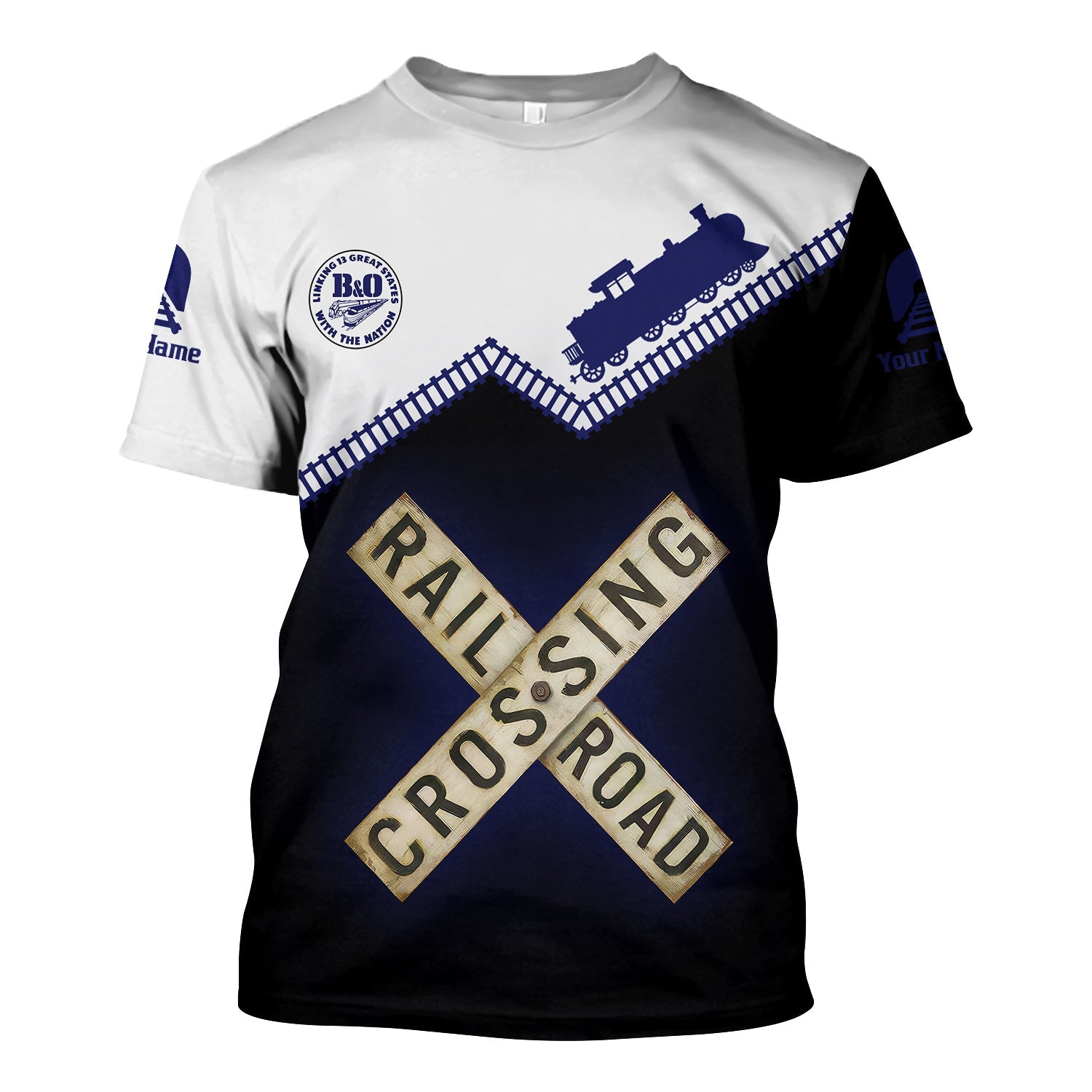 Railspirit Personalized B&O Great States Railroad T Shirt Railroad Crossing Printed Train Track Shirt