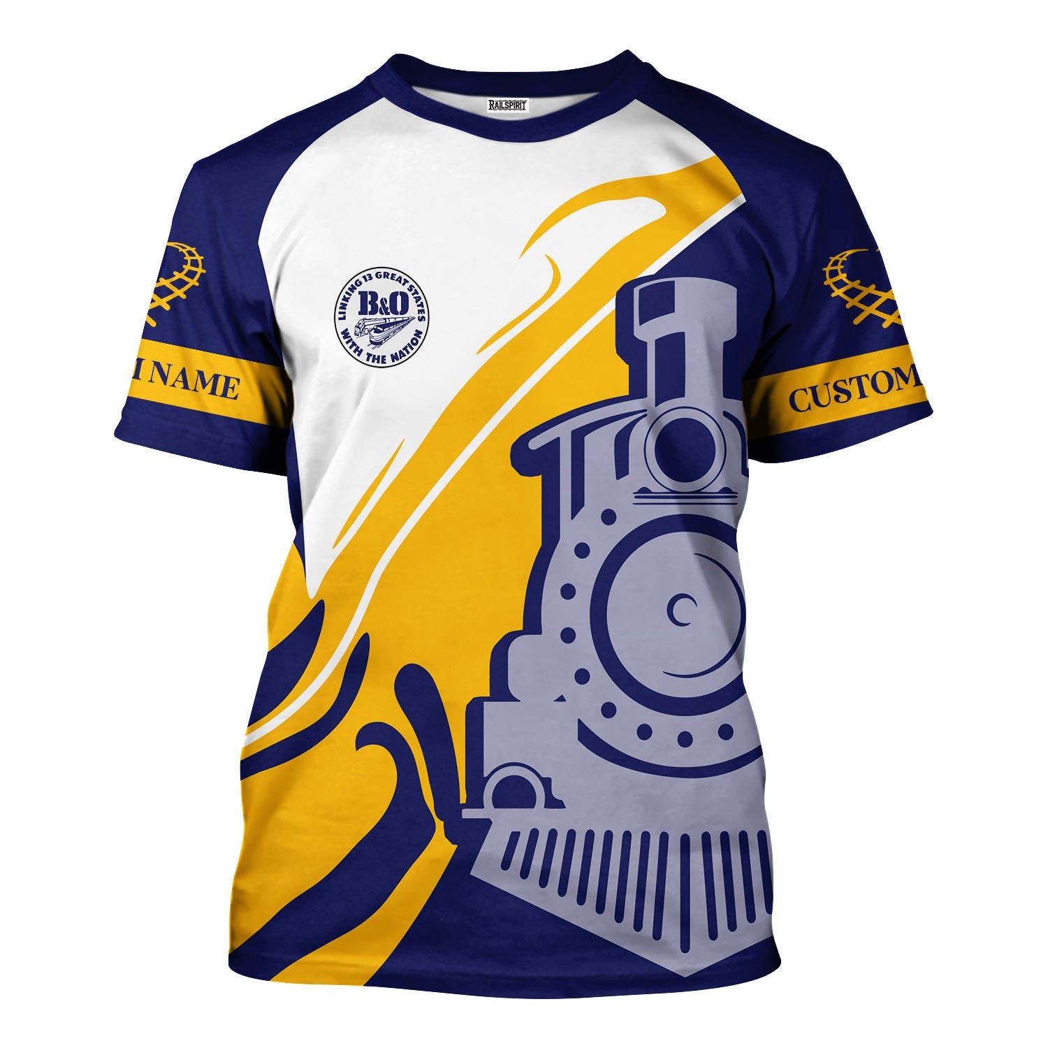 Railspirit Personalized B&O Great States Railroad T-Shirt Flame-Inspired Style Shirt Gift Idea For Train Lovers