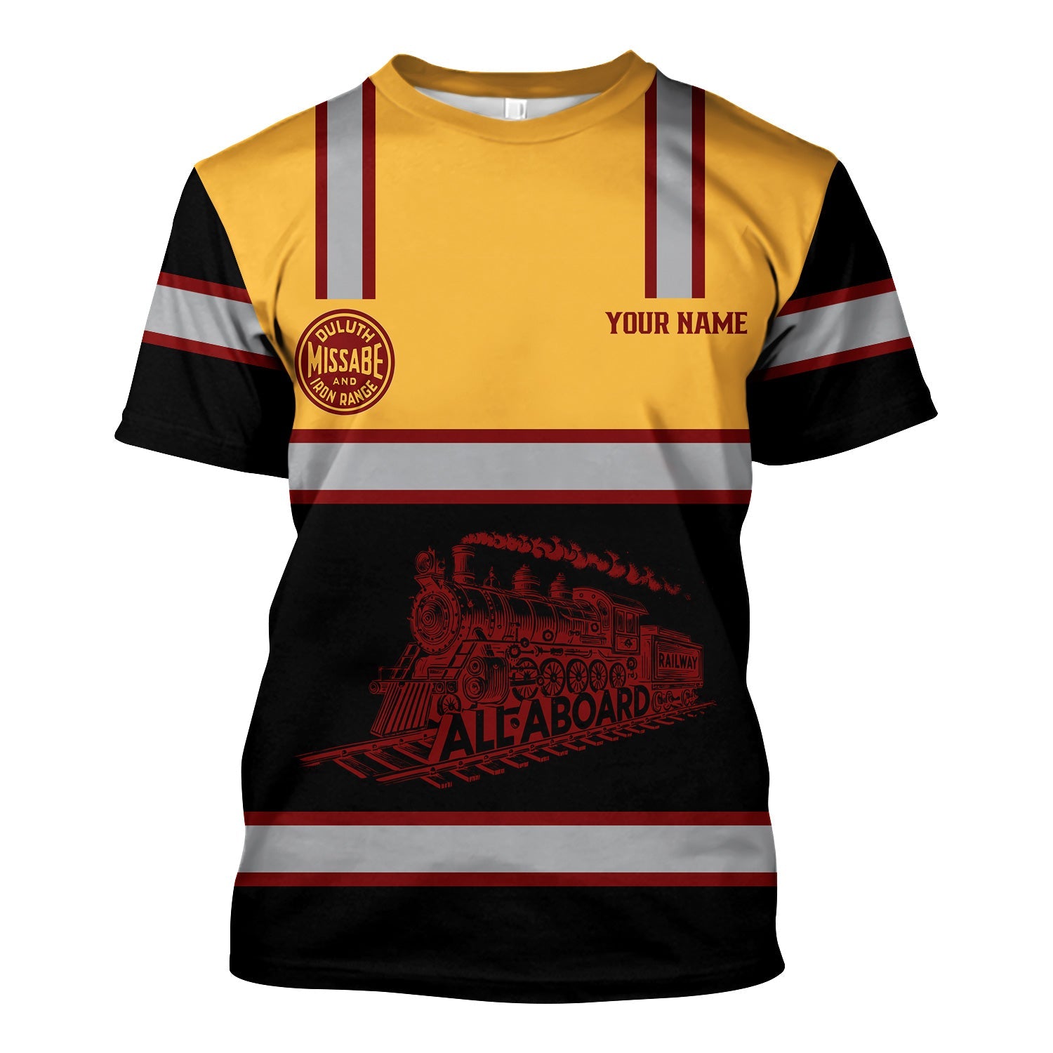 Railspirit Custom Name Duluth, Missabe, & Iron Range Railroad T Shirt Eat Train Sleep Repeat Printed Train Shirt