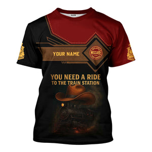 Railspirit Personalized Duluth, Missabe, & Iron Range Railroad T-Shirt You Need A Ride To The Train Station Shirt For Train Lovers