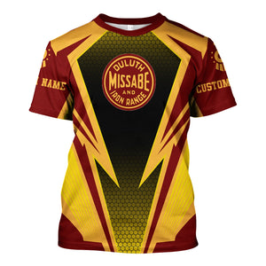 Railspirit Personalized Duluth, Missabe, & Iron Range Railroad T-Shirt Lightning Graphic Style Shirt Gift Idea For Train Lover