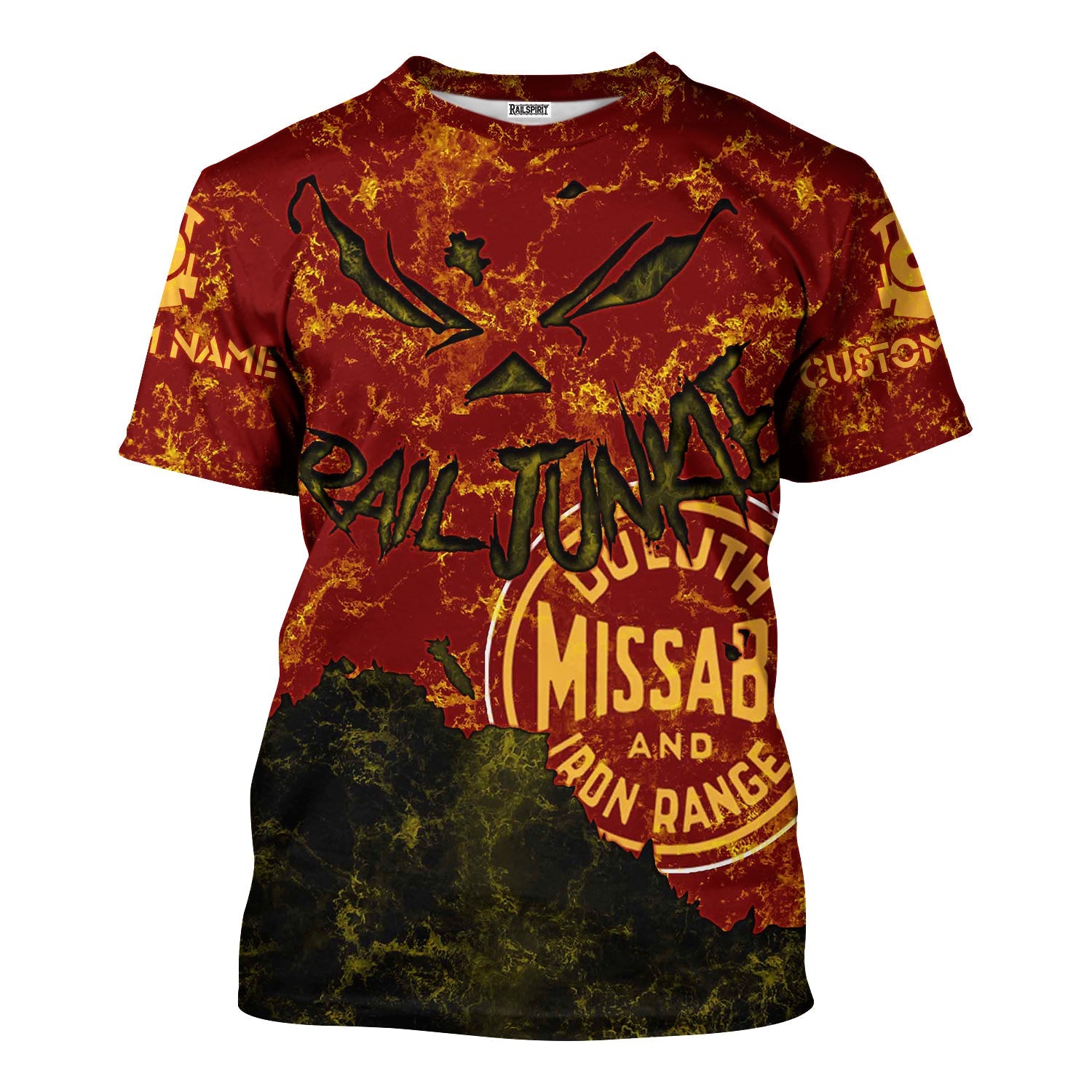 Railspirit Personalized Duluth, Missabe, & Iron Range Railroad T-Shirt Torn Graphic Style Train Shirt For Rail Junkie