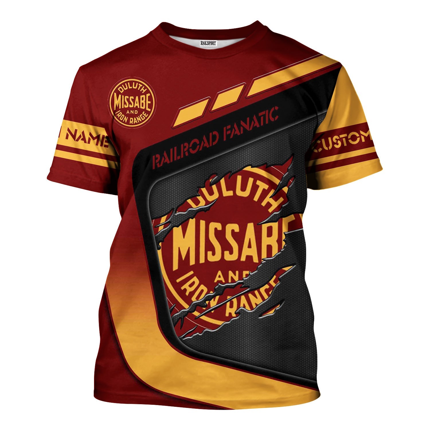 Railspirit Personalized Duluth, Missabe, & Iron Range Railroad T-Shirt Ripped Texture Style Train Shirt For Railroad Fanatic