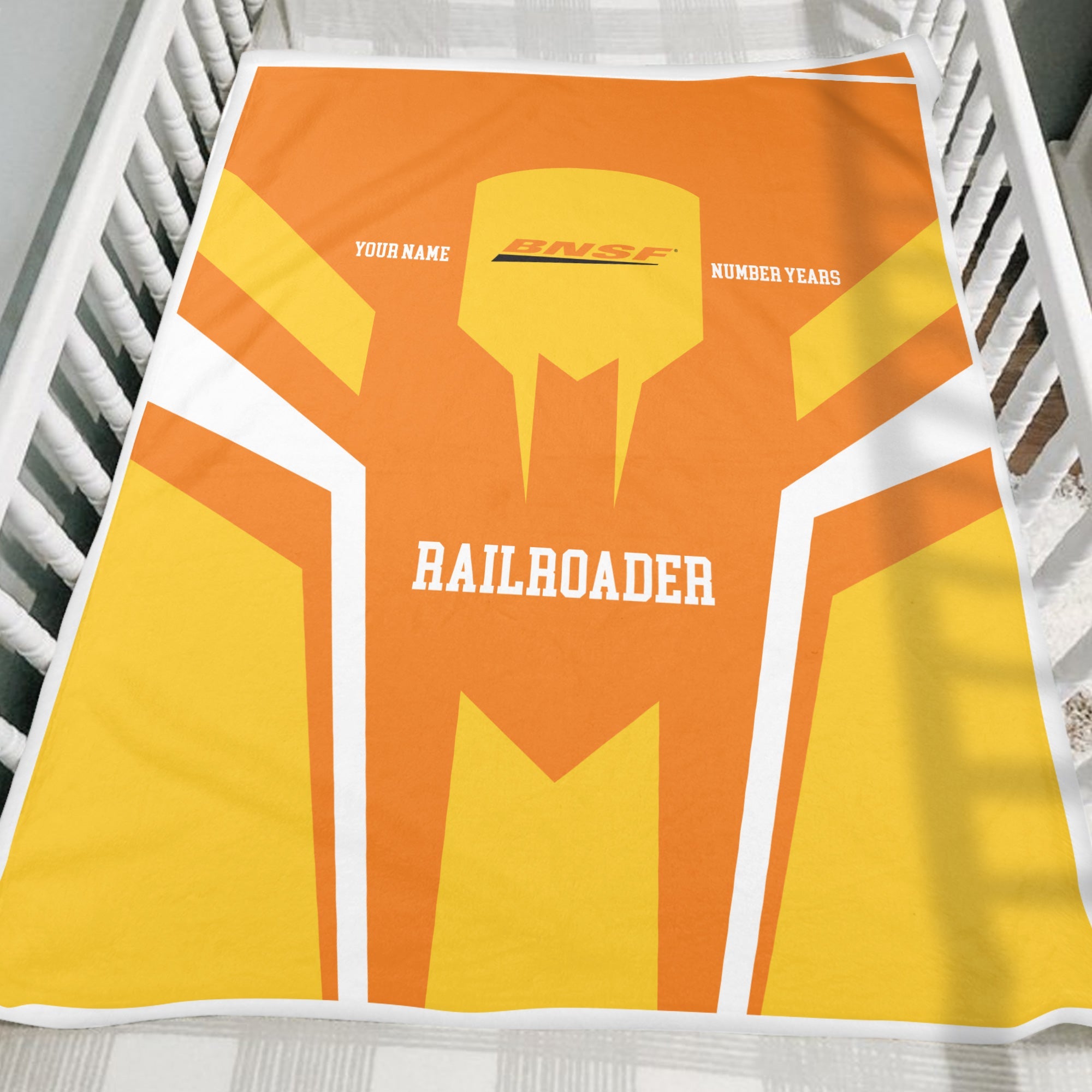 Railspirit Personalized BNSF Railway Blanket Custom Year Railroader Gift Idea For Train Lover