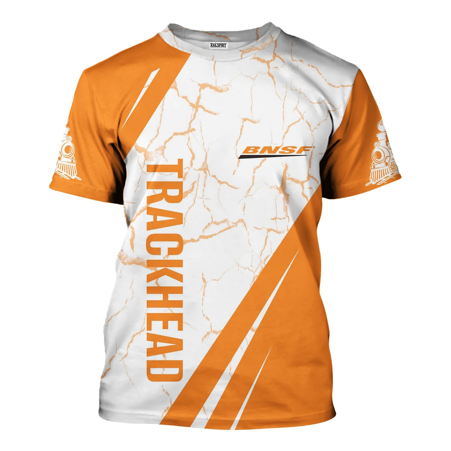 Railspirit Personalized BNSF Railway T-Shirt Crackle Texture Style Shirt For Trackhead