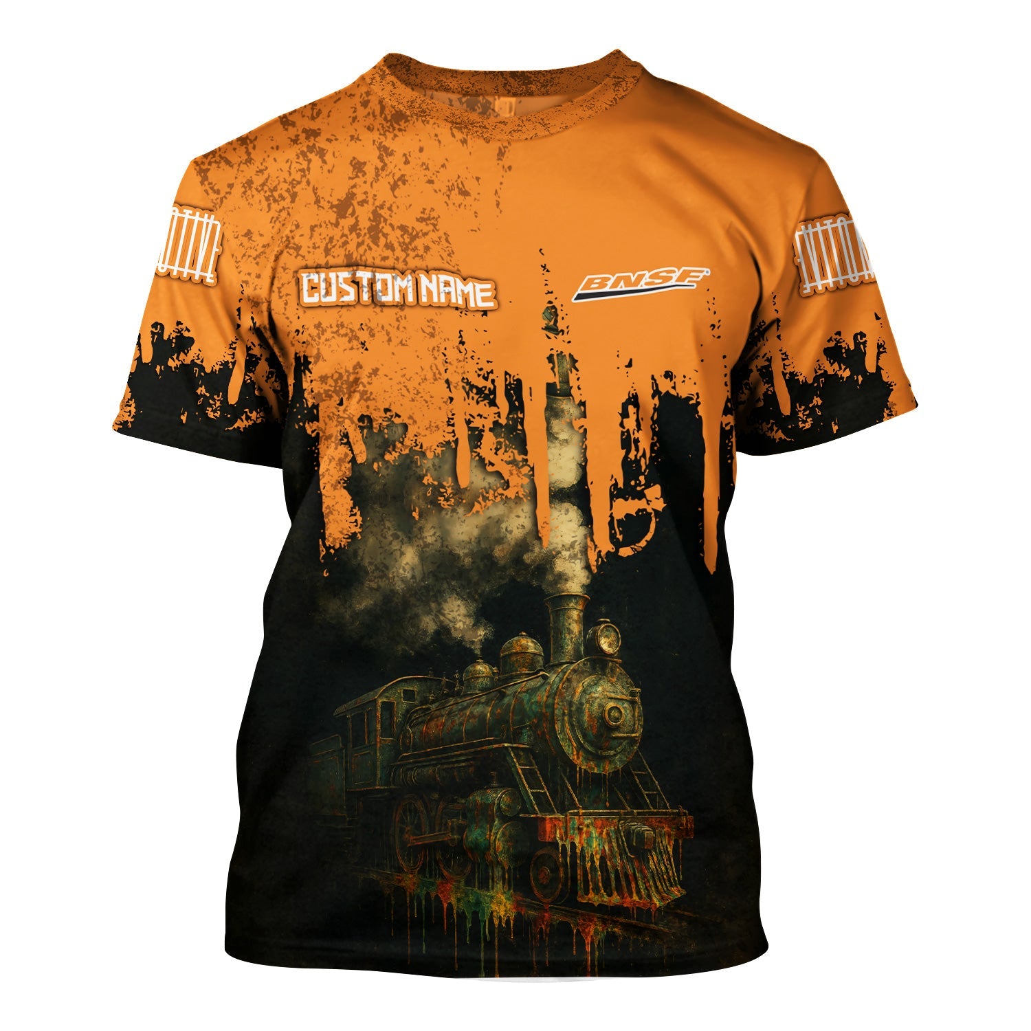 Railspirit Personalized BNSF Railway T-Shirt Vintage Train Art Style Shirt For Locomotive Fans