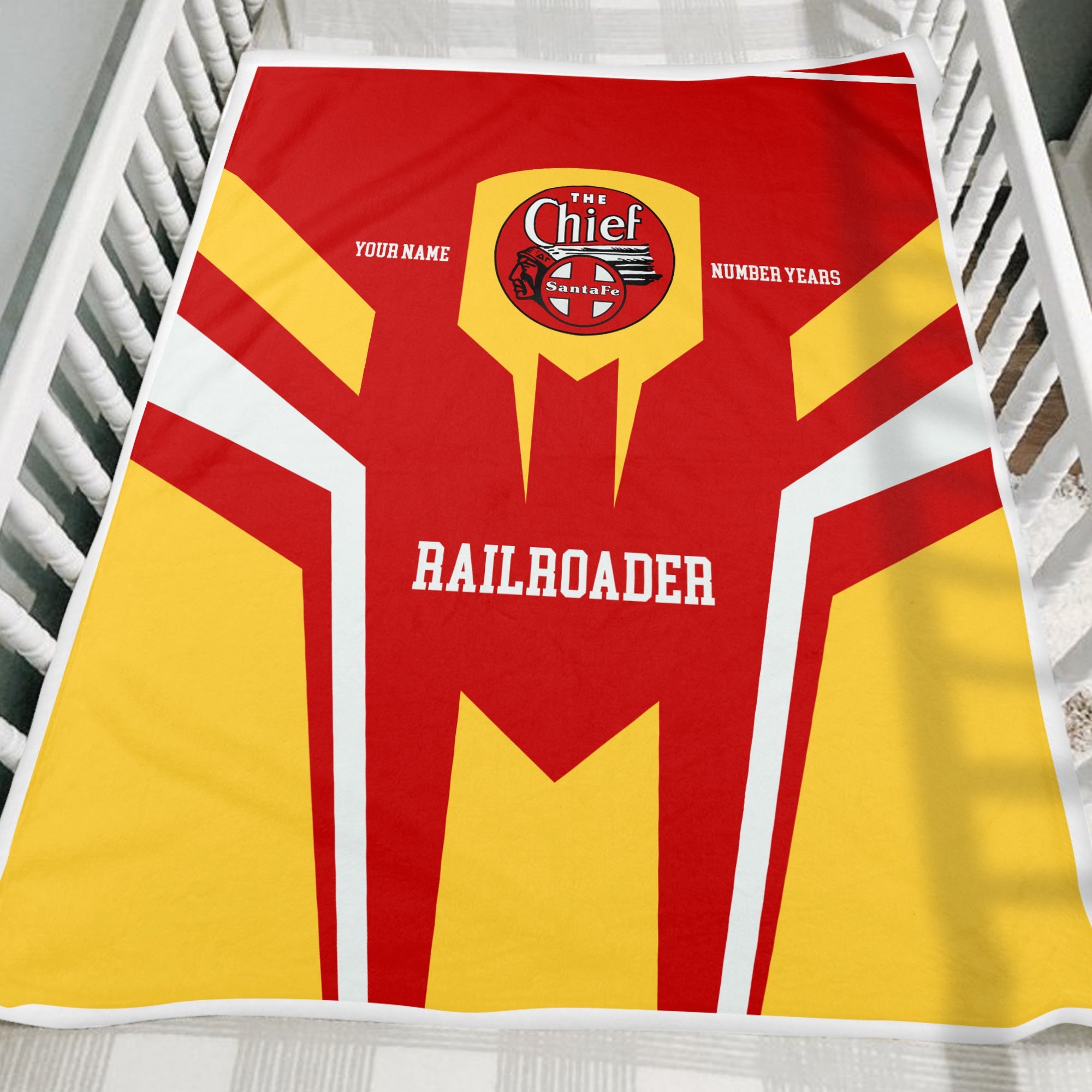 Railspirit Personalized The Chief Santa Fe Railroad Blanket Custom Year Railroader Gift Idea For Train Lover