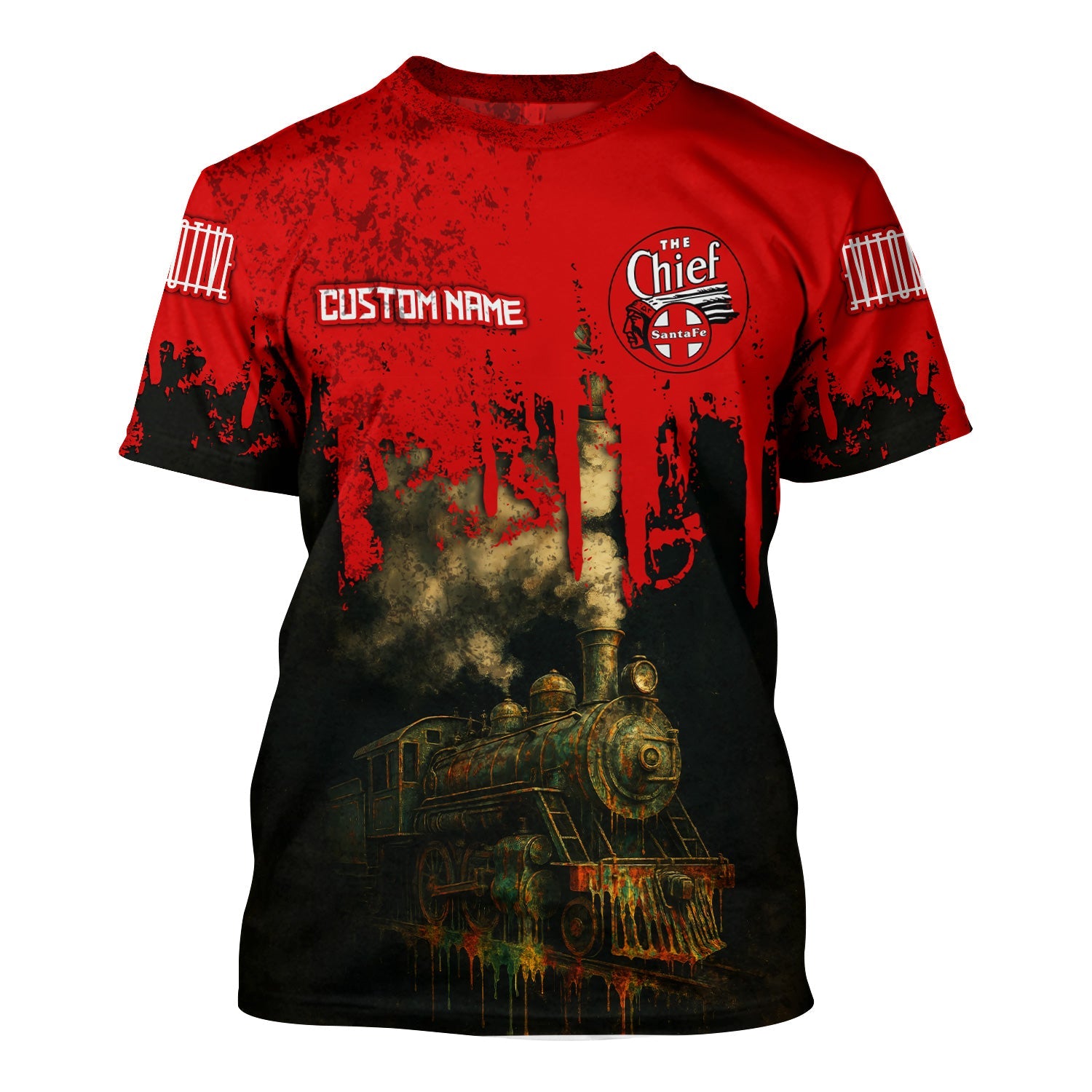 Railspirit Personalized The Chief Santa Fe Railroad T-Shirt Vintage Train Art Style Shirt For Locomotive Fans