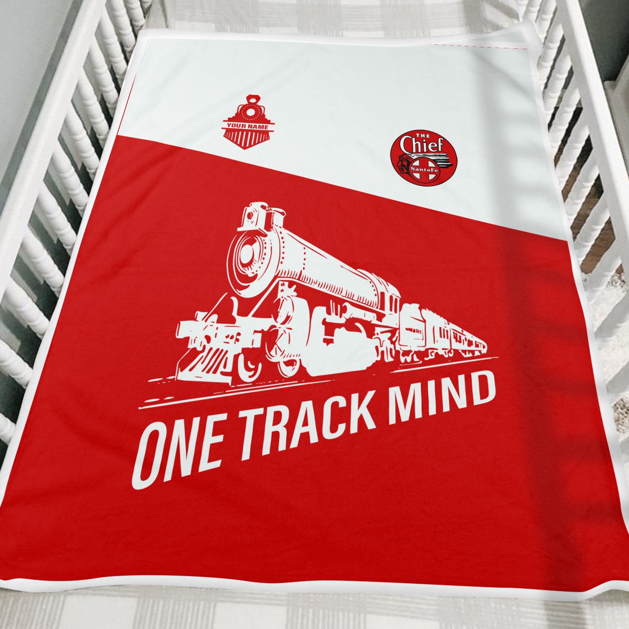 Railspirit Personalized The Chief Santa Fe Railroad Blanket One Track Mind Train Blanket Gift Idea For Train Lover