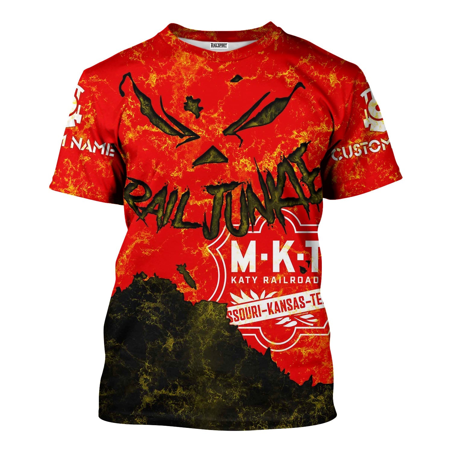 Railspirit Personalized Katy Railroad T-Shirt Torn Graphic Style Train Shirt For Rail Junkie