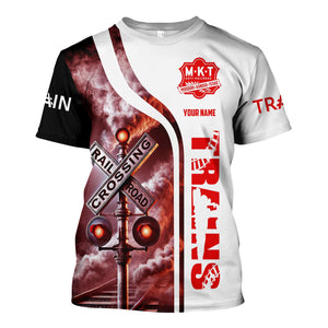 Railspirit Custom Name Katy Railroad T Shirt Railroad Crossing Sign Train Shirt All Over Print