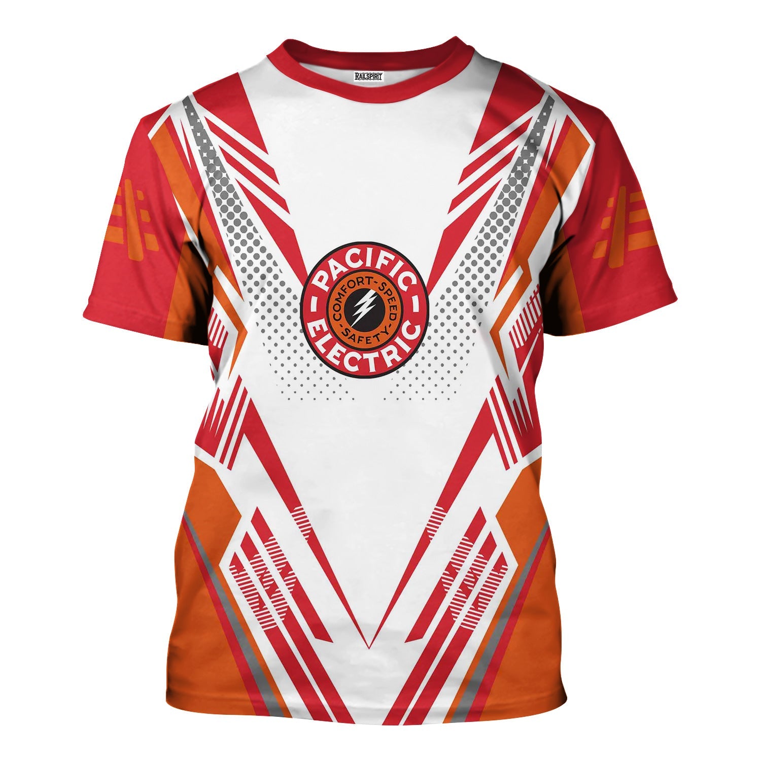 Railspirit Personalized Pacific Electric Railroad T-Shirt Railroad Tribute Design Train Shirt for Train Lovers