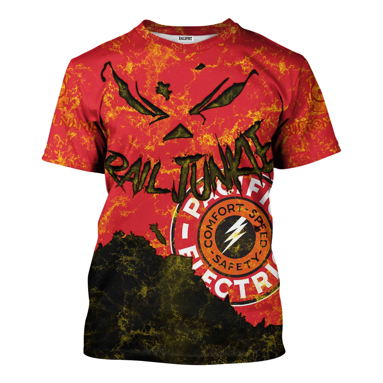 Railspirit Personalized Pacific Electric Railroad T-Shirt Torn Graphic Style Train Shirt For Rail Junkie