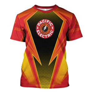 Railspirit Personalized Pacific Electric Railroad T-Shirt Lightning Graphic Style Shirt Gift Idea For Train Lover