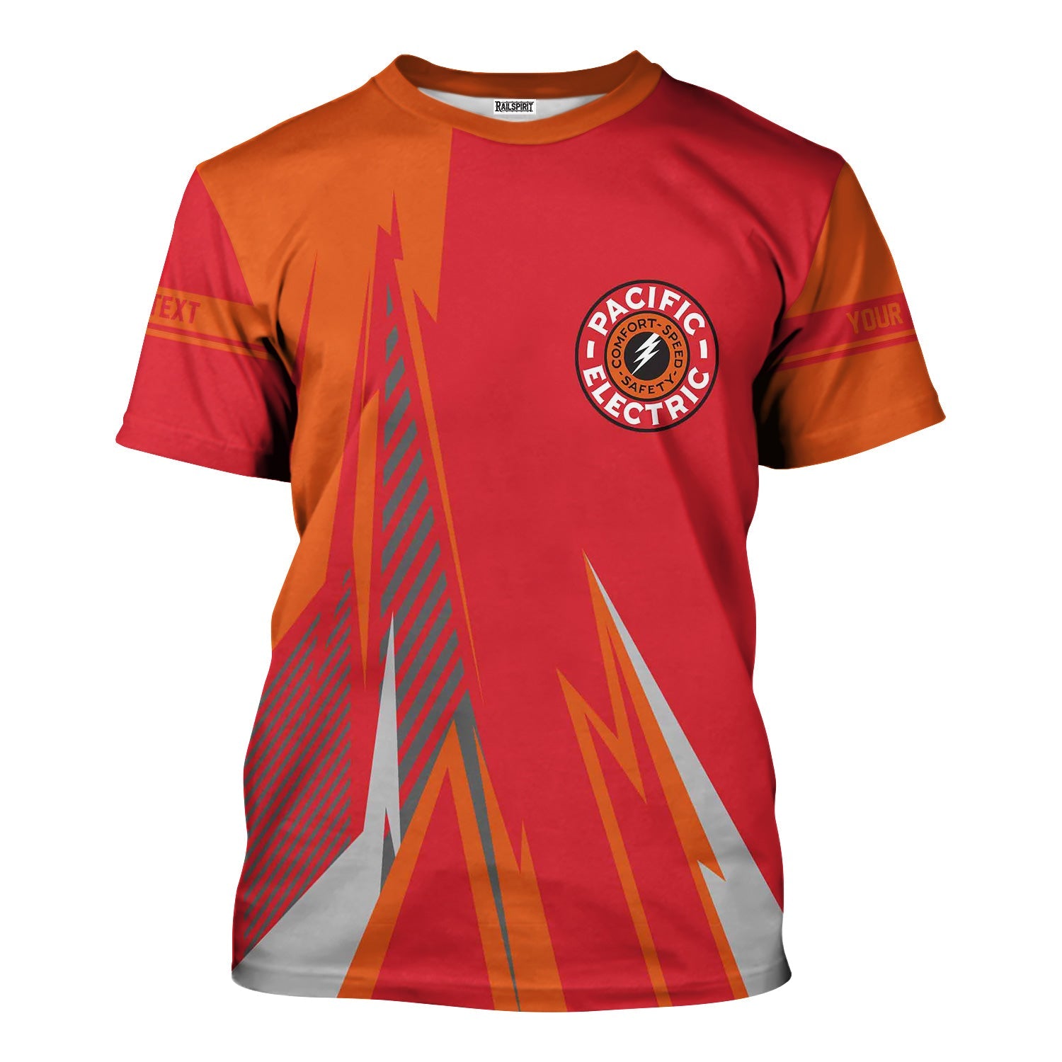 Railspirit Personalized Pacific Electric Railroad T-Shirt Lightning-Inspired Railway Style Shirt For Train Lovers