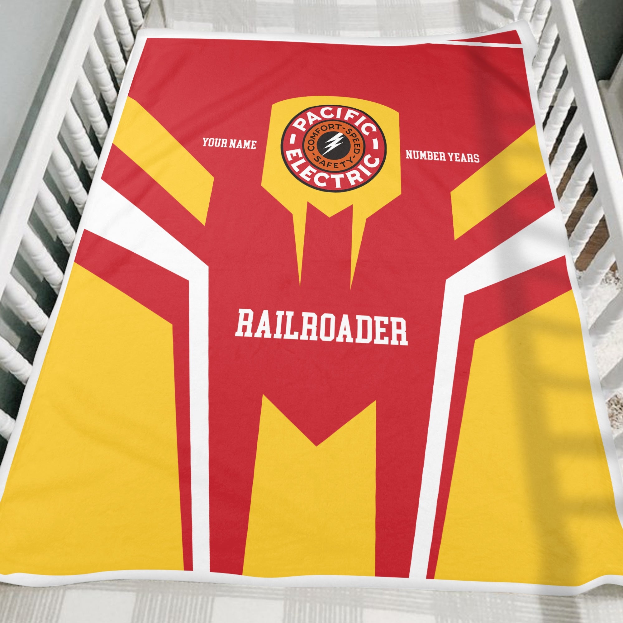 Railspirit Personalized Pacific Electric Railroad Blanket Custom Year Railroader Gift Idea For Train Lover