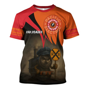 Railspirit Personalized Pacific Electric Railroad T-Shirt Angry Train Shirt Gift Idea For Train Lover