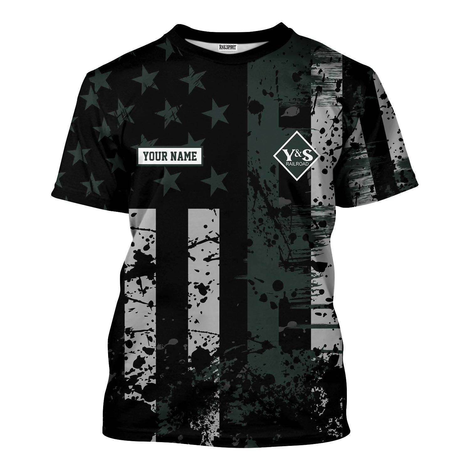 Railspirit Personalized Youngstown & Southern Railroad T-Shirt Artistic Paint American Flag Style Train Shirt