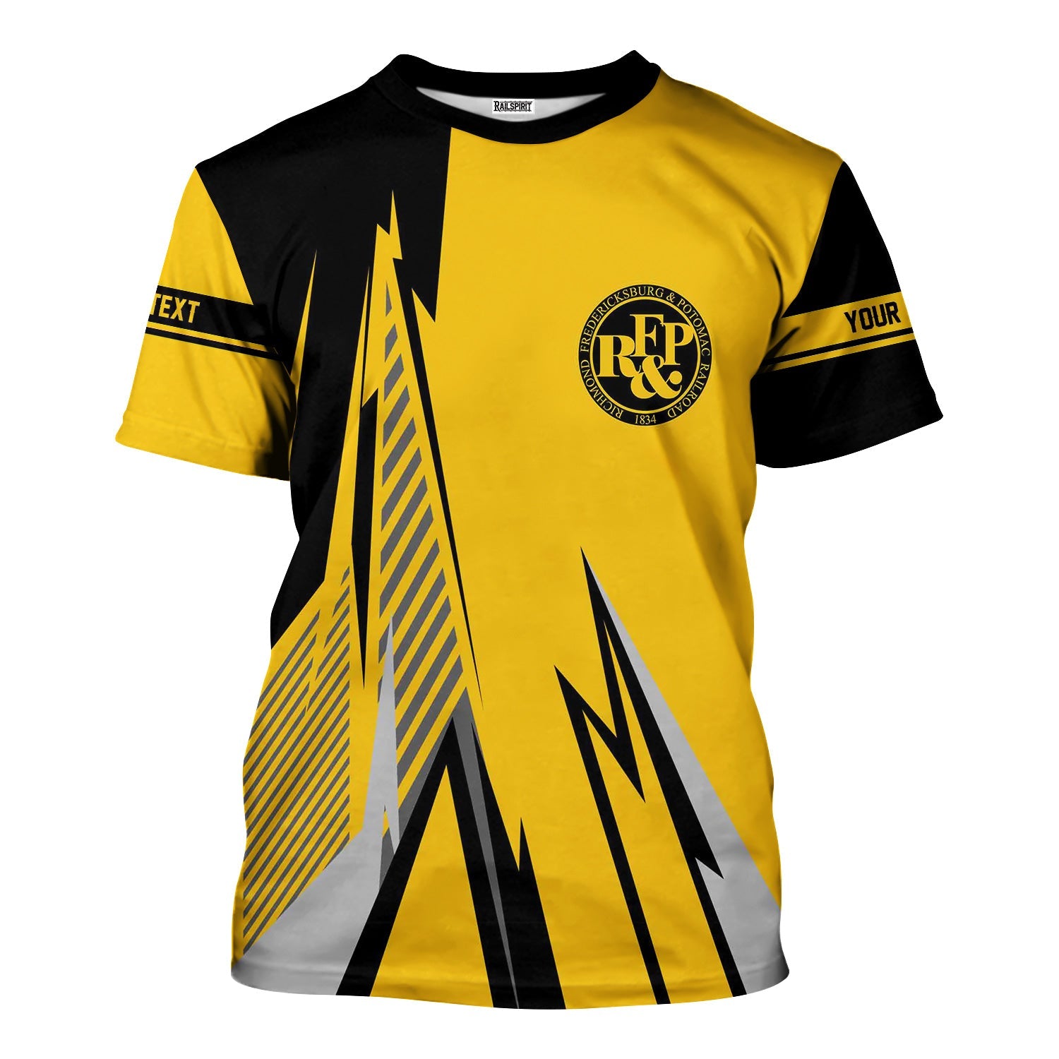 Railspirit Personalized Richmond, Fredericksburg And Potomac Railroad T-Shirt Lightning-Inspired Railway Style Shirt For Train Lovers