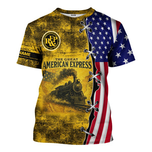 Railspirit Personalized Richmond, Fredericksburg And Potomac Railroad T-Shirt Retro American Express Train With USA Flag Shirt