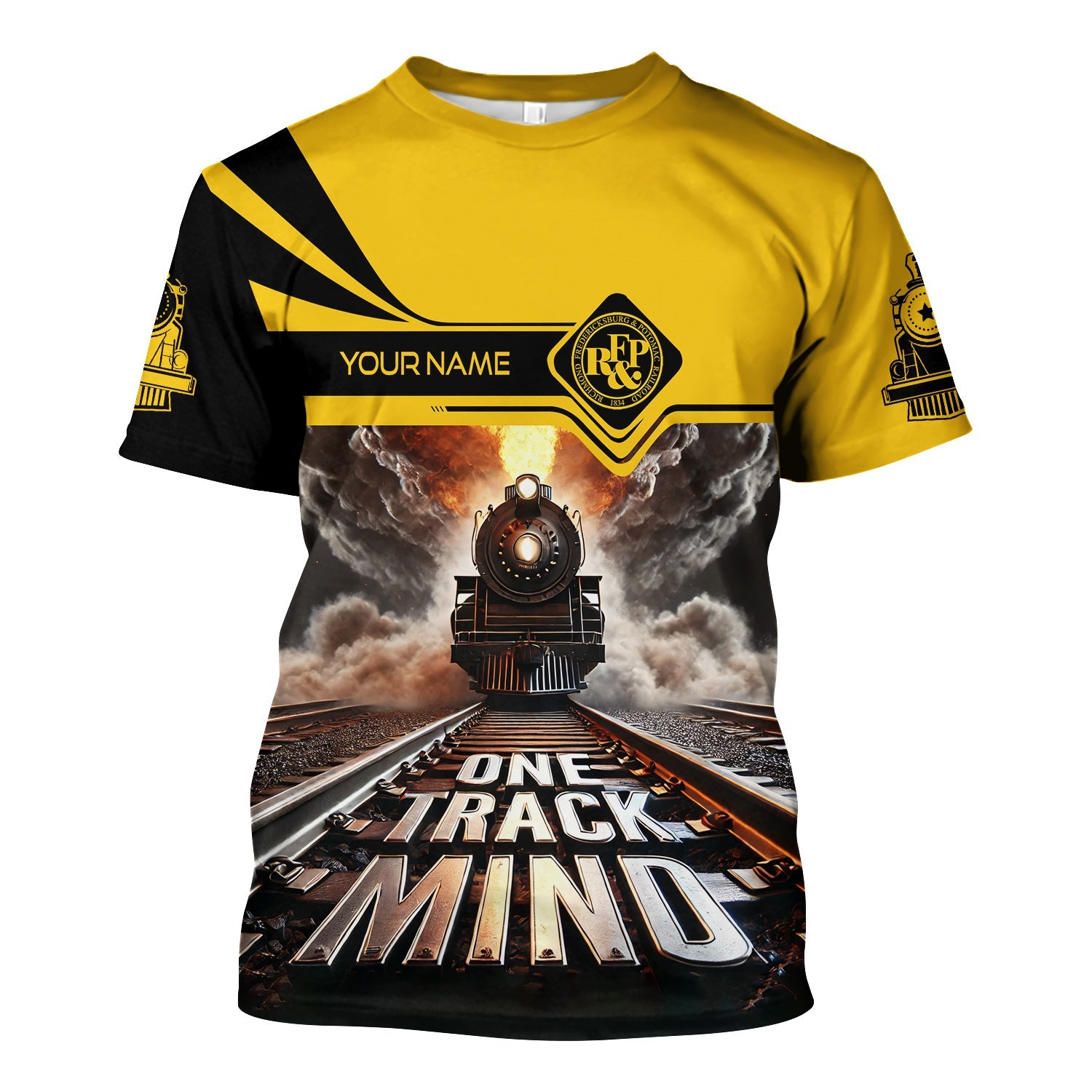 Railspirit Personalized Richmond, Fredericksburg And Potomac Railroad T Shirt One Track Mind Train Printed Shirt