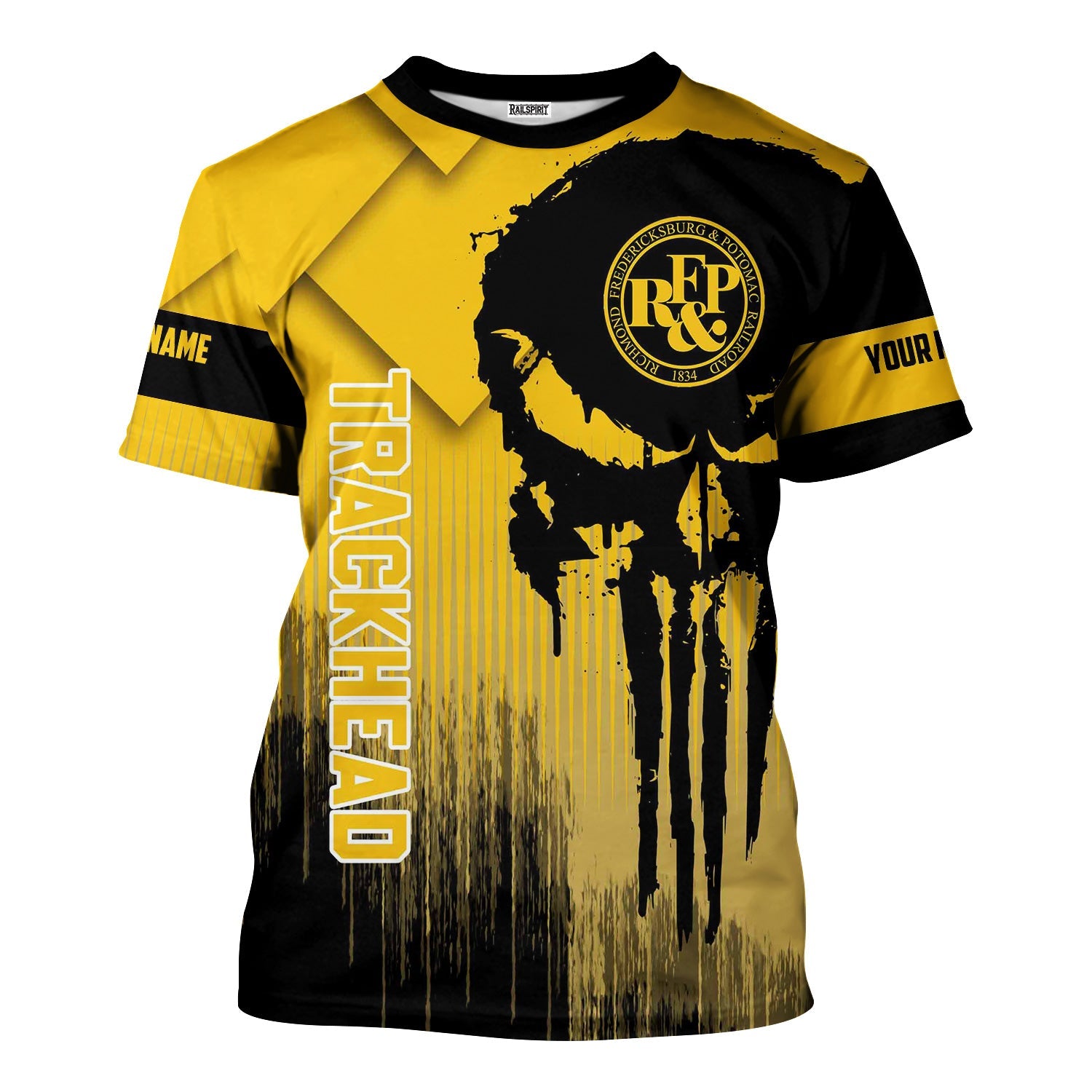 Railspirit Personalized Richmond, Fredericksburg And Potomac Railroad T-Shirt Skull Design with Custom Job Train Shirt for Trackhead Crew