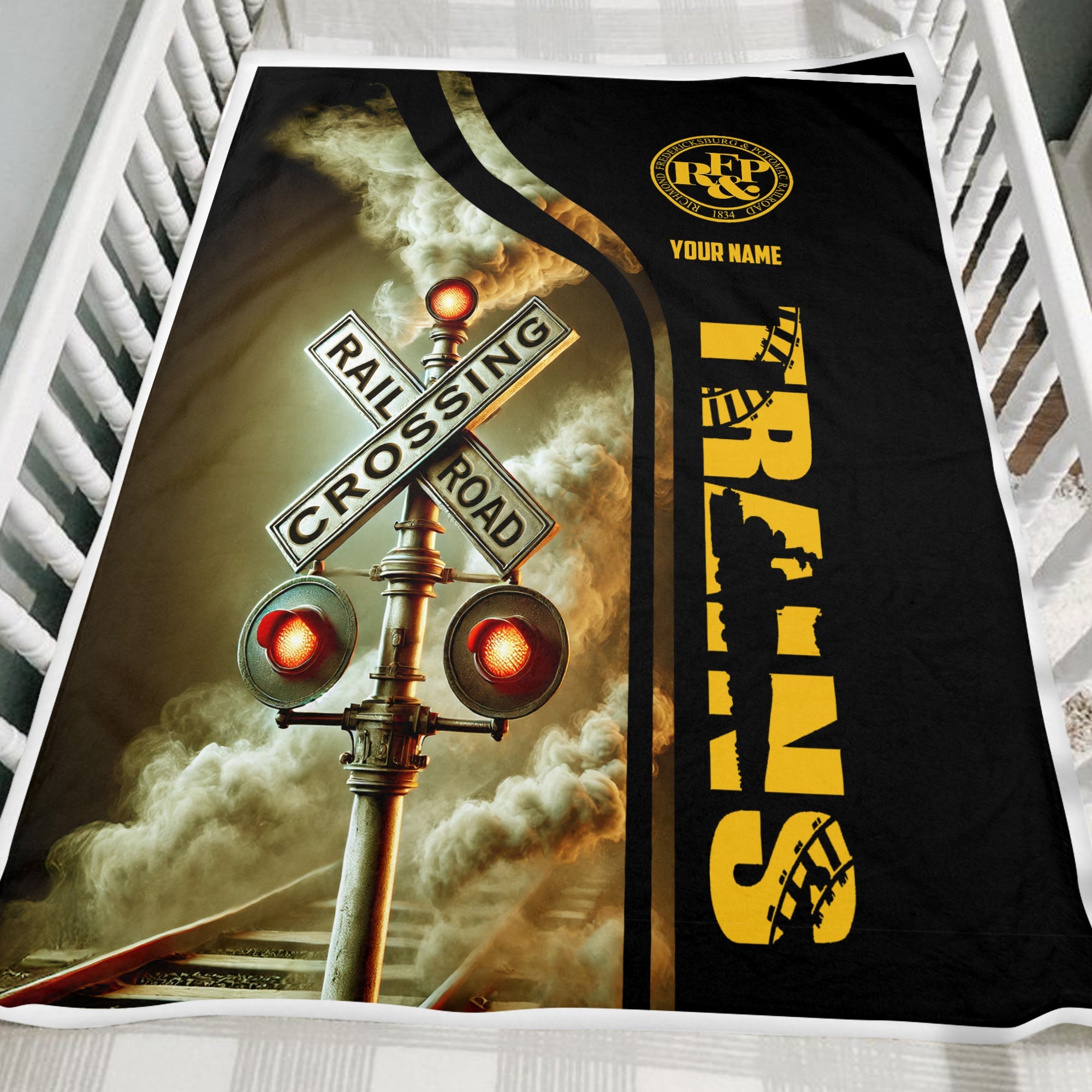 Railspirit Personalized Richmond, Fredericksburg And Potomac Railroad Blanket Railroad Crossing Sign Blanket All Over Print