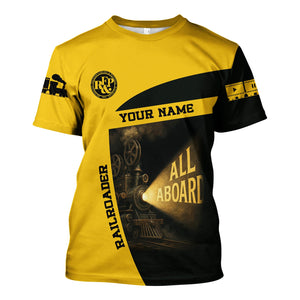 Railspirit Personalized Richmond, Fredericksburg And Potomac Railroad T-Shirt All Aboard Steam Train Movie Projector Style Shirt