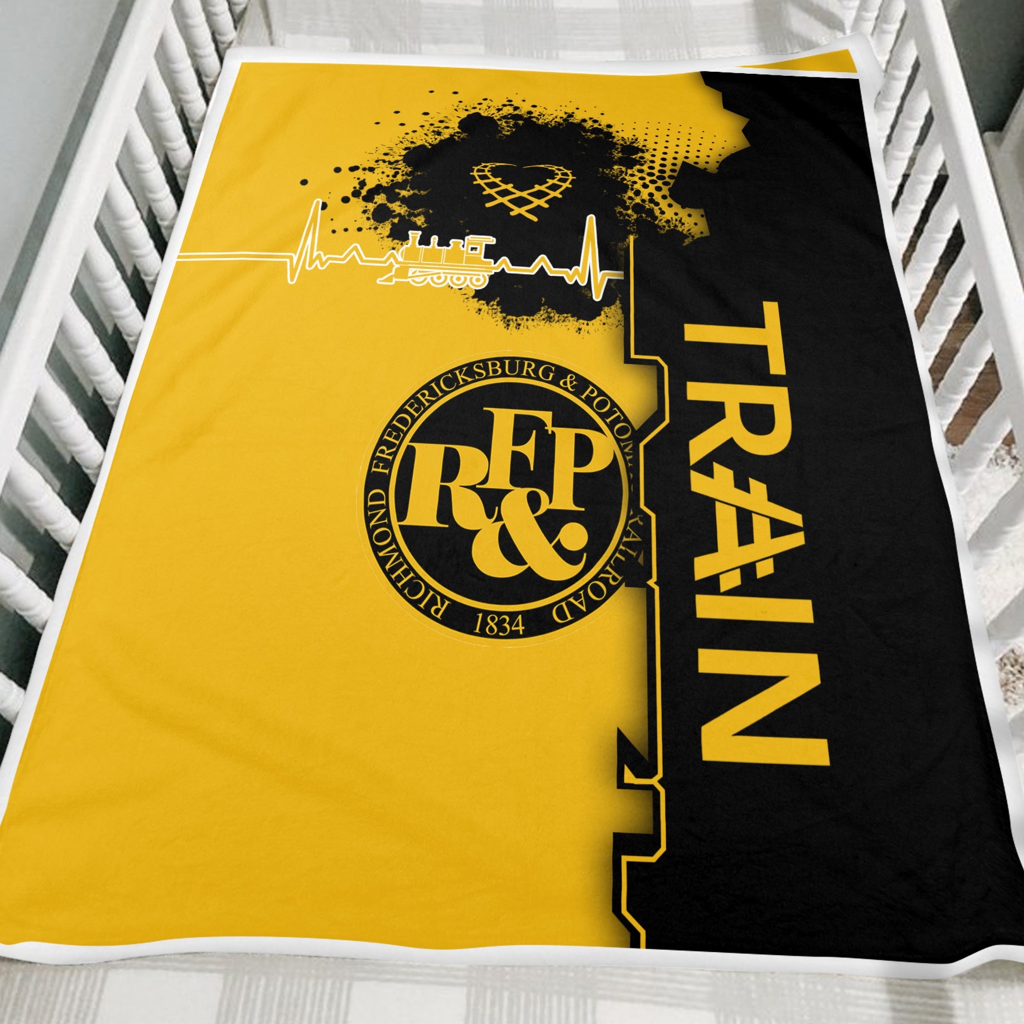 Railspirit Richmond, Fredericksburg And Potomac Railroad Blanket Engine Heartbeat and Track Love Style Blanket Gift Idea For Train Lovers