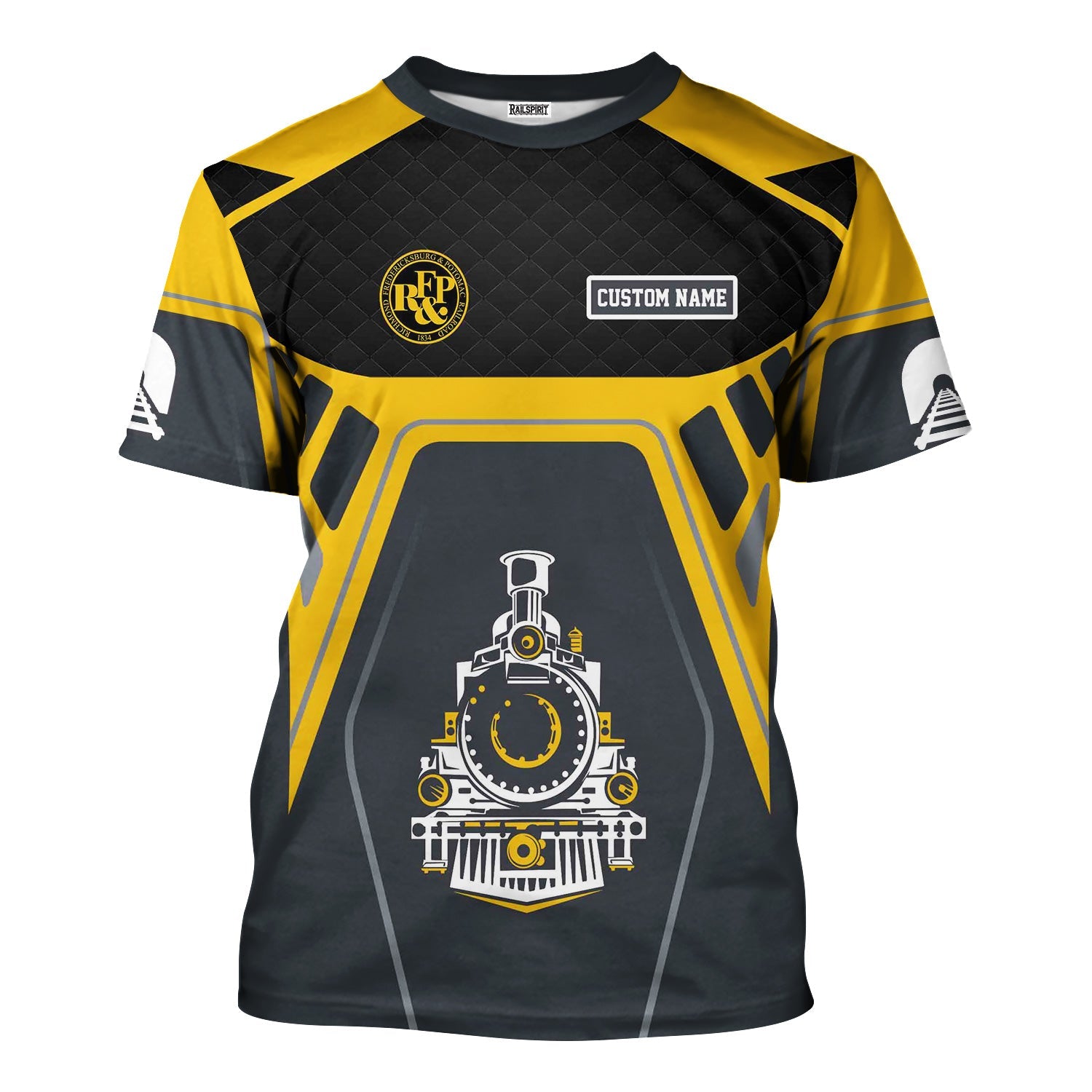 Railspirit Personalized Richmond, Fredericksburg And Potomac Railroad T-Shirt Steam Locomotive Engine Graphic Train Shirt All Over Print