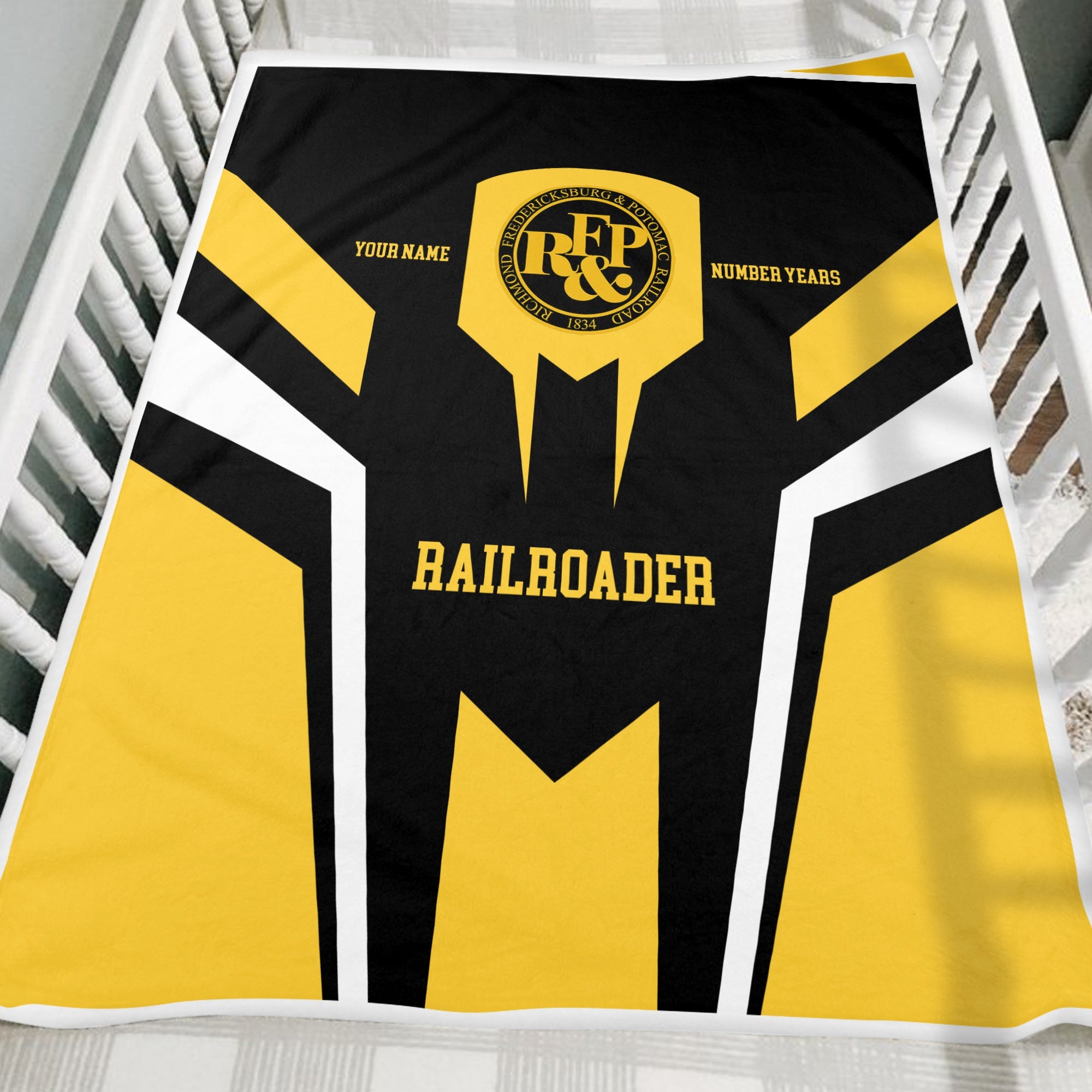 Railspirit Personalized Richmond, Fredericksburg And Potomac Railroad Blanket Custom Year Railroader Gift Idea For Train Lover