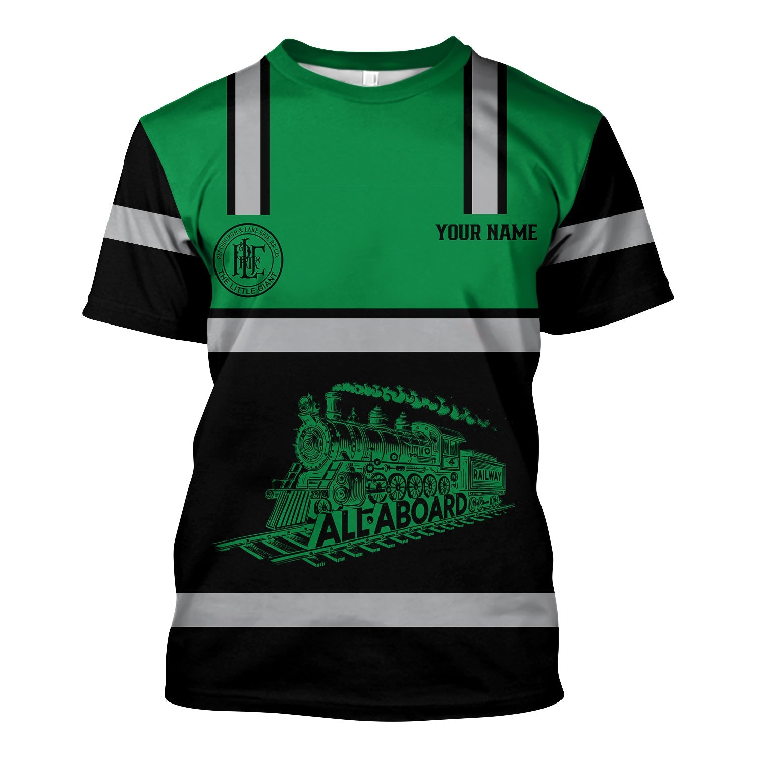 Railspirit Custom Name Pittsburgh And Lake Erie Railroad T Shirt Eat Train Sleep Repeat Printed Train Shirt