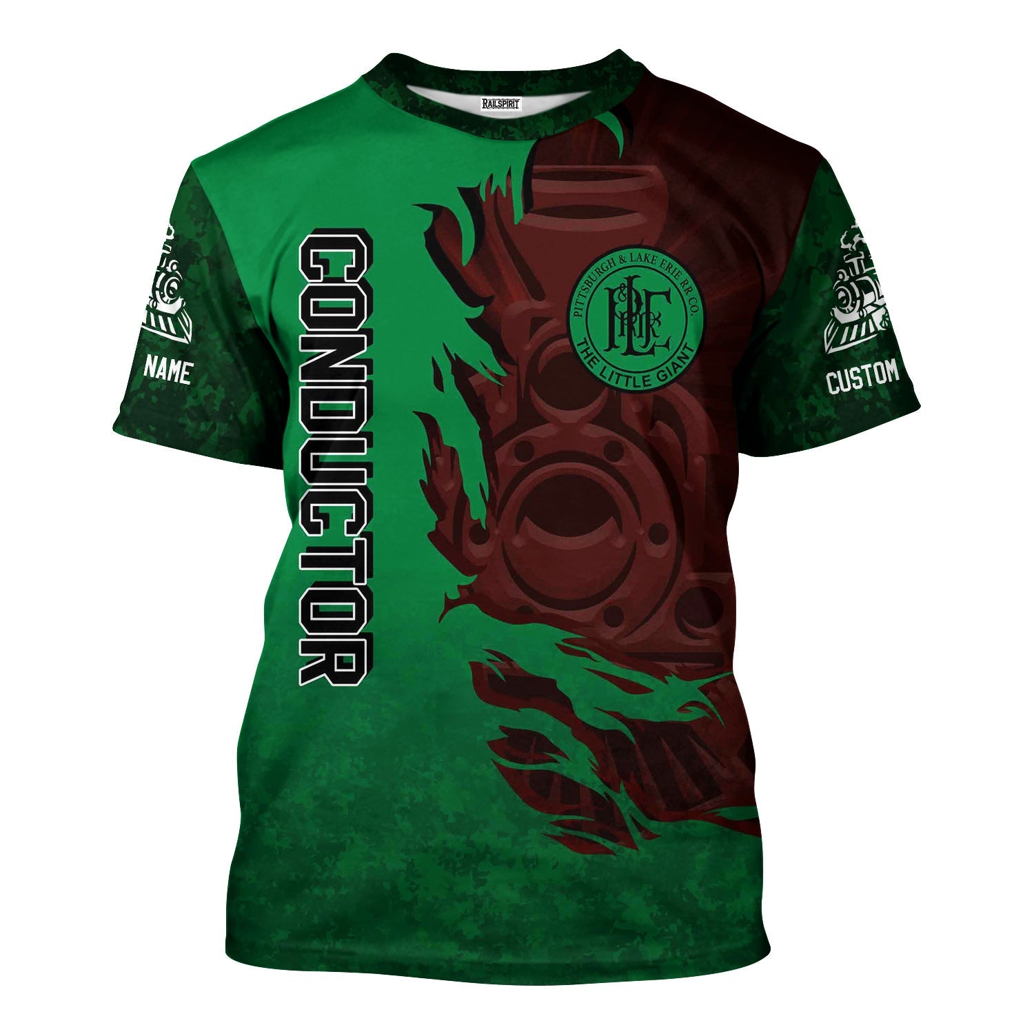 Railspirit Personalized Pittsburgh And Lake Erie Railroad T-Shirt Blazing Style with Custom Position Train Shirt