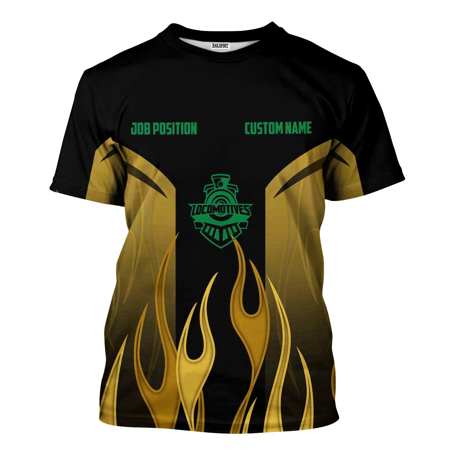 Railspirit Custom Name and Job Title Pittsburgh And Lake Erie Railroad T-Shirt Flame Graphic Train Shirt