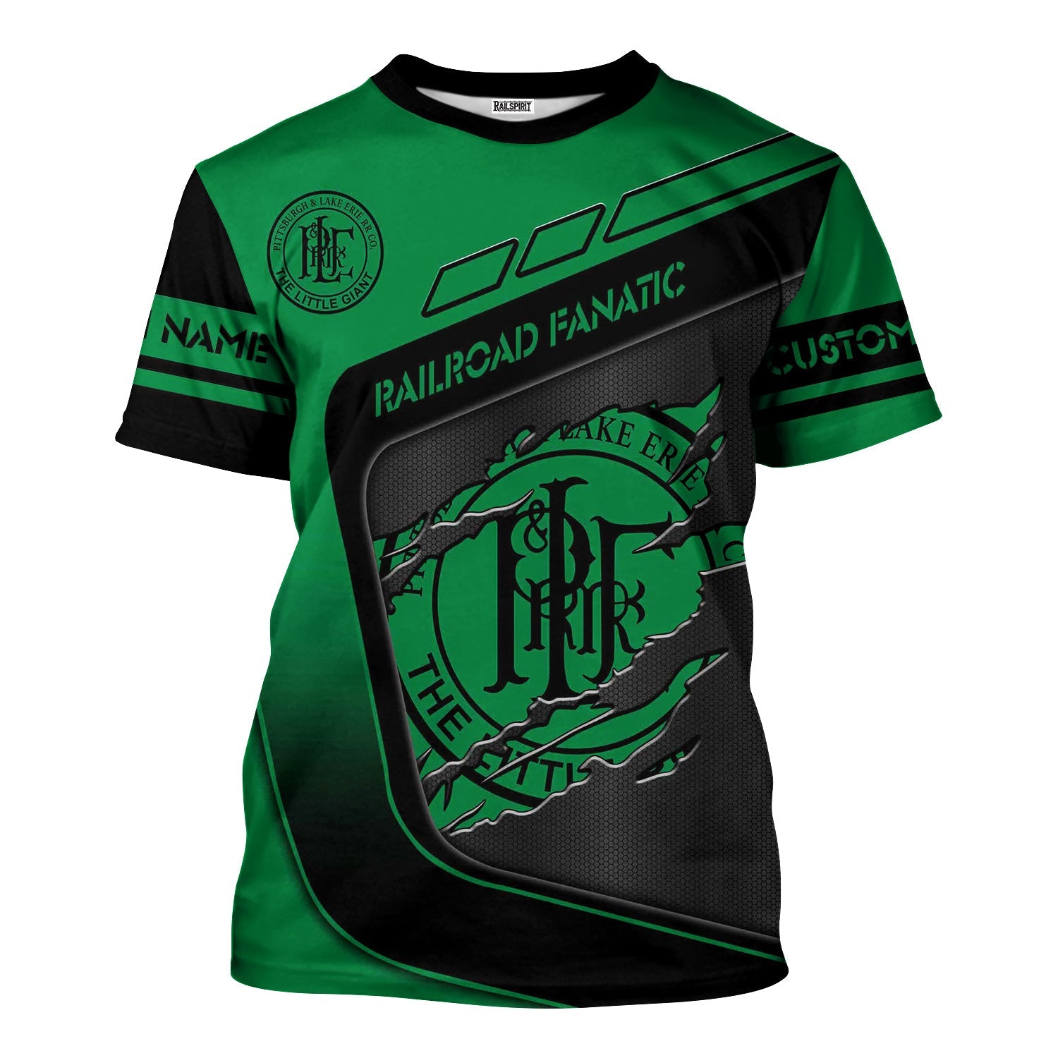 Railspirit Personalized Pittsburgh And Lake Erie Railroad T-Shirt Ripped Texture Style Train Shirt For Railroad Fanatic