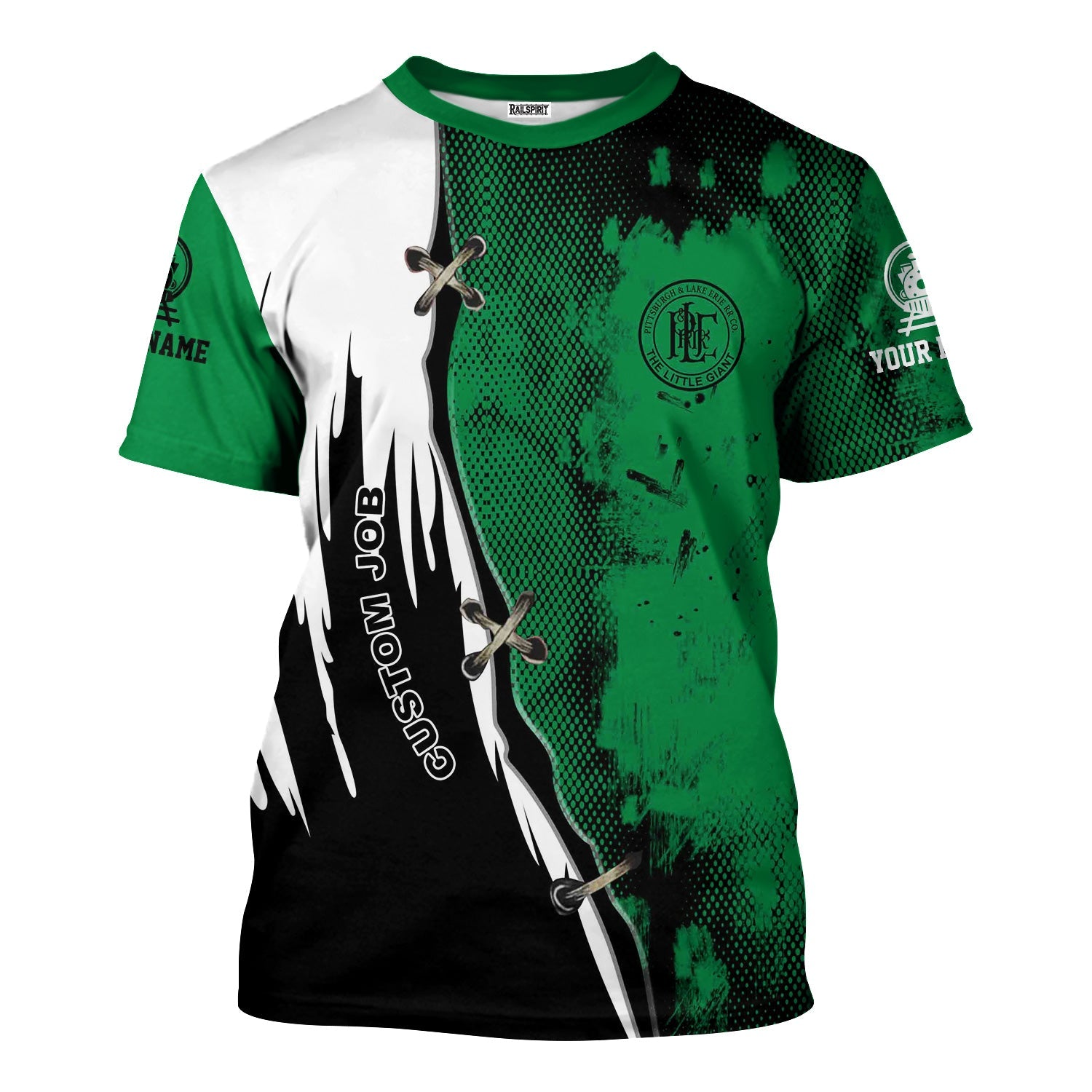 Railspirit Personalized Pittsburgh And Lake Erie Railroad T-Shirt Retro Stitches Design with Custom Position Train Shirt