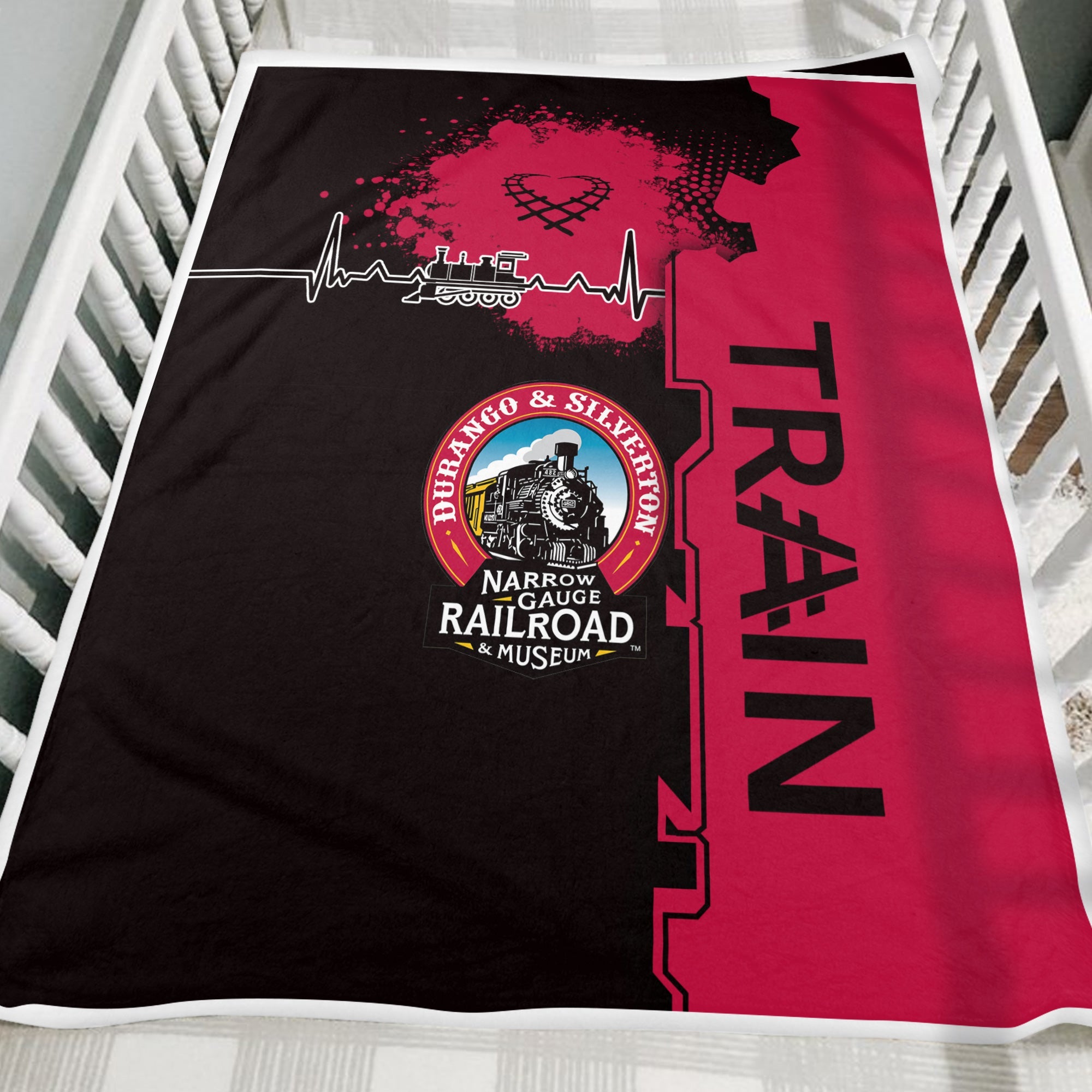 Railspirit Durango And Silverton Narrow Gauge Railroad Blanket Engine Heartbeat and Track Love Style Blanket Gift Idea For Train Lovers