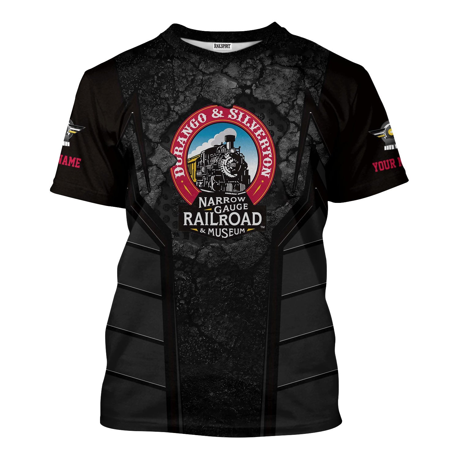 Railspirit Personalized Durango And Silverton Narrow Gauge Railroad T-Shirt Cracked Metal Design Train Shirt for Rail Enthusiasts