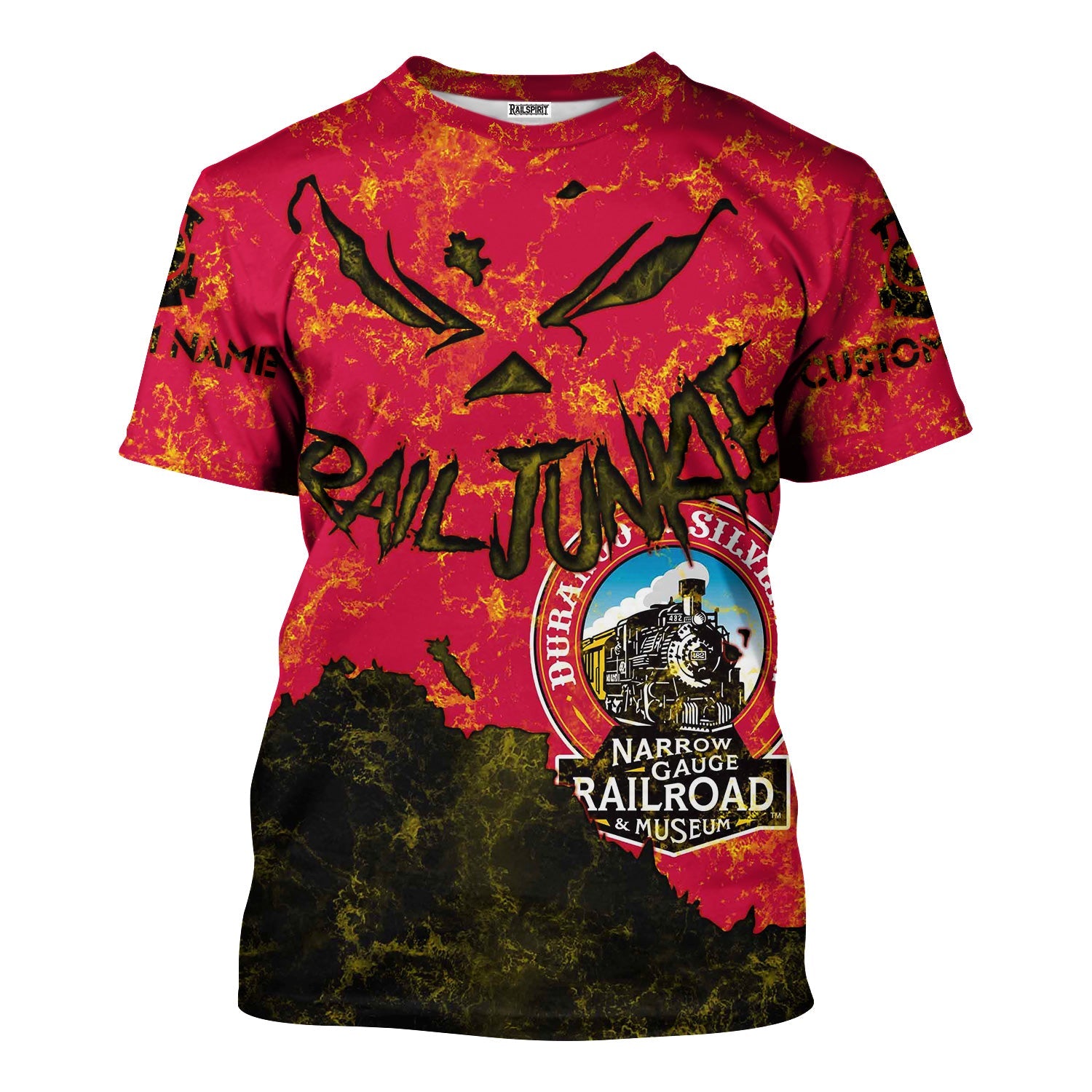 Railspirit Personalized Durango And Silverton Narrow Gauge Railroad T-Shirt Torn Graphic Style Train Shirt For Rail Junkie