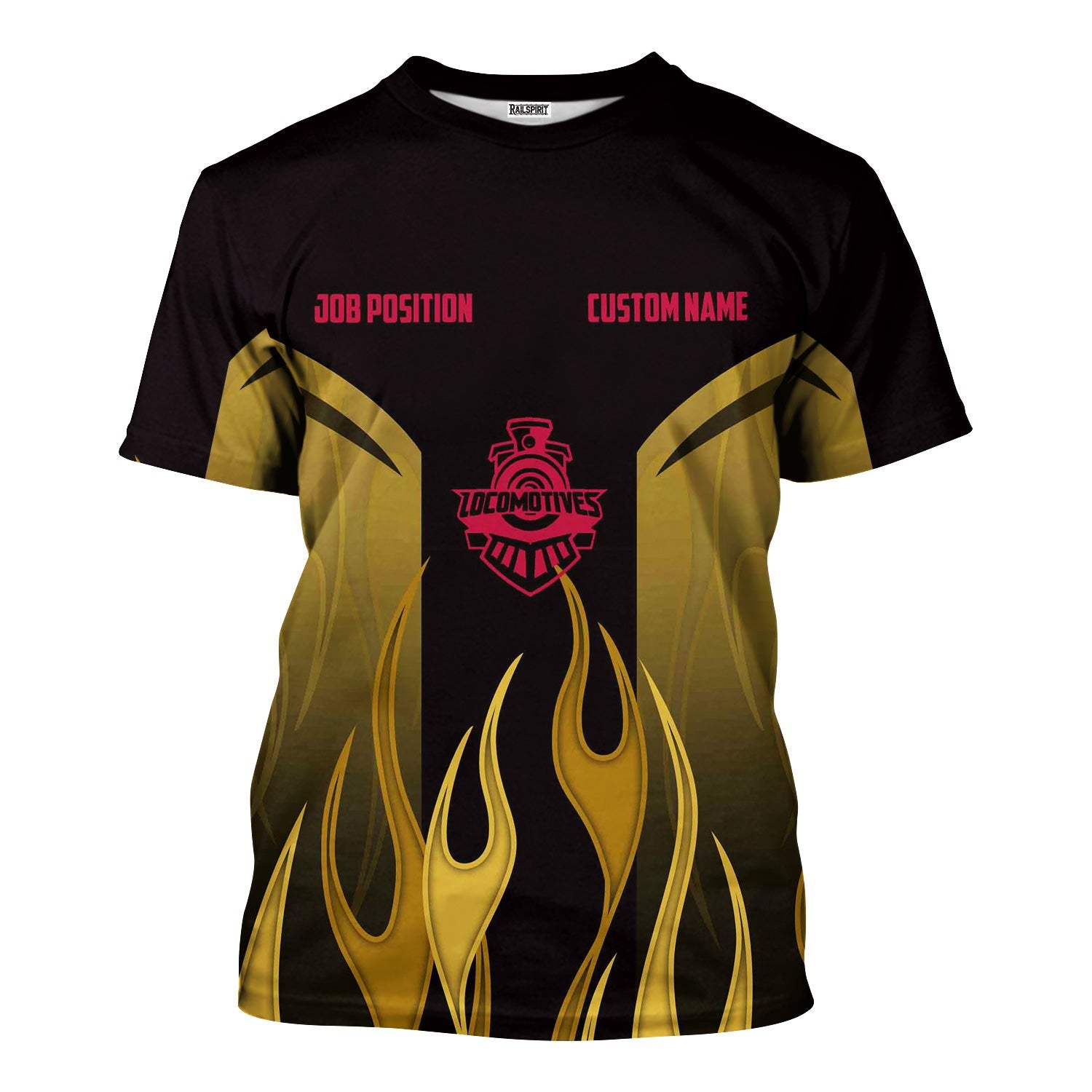 Railspirit Custom Name and Job Title Durango And Silverton Narrow Gauge Railroad T-Shirt Flame Graphic Train Shirt