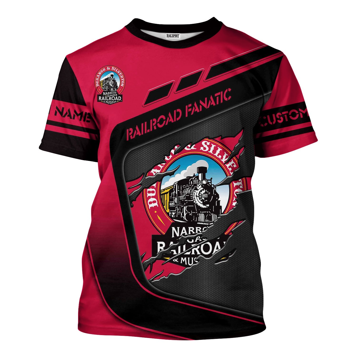 Railspirit Personalized Durango And Silverton Narrow Gauge Railroad T-Shirt Ripped Texture Style Train Shirt For Railroad Fanatic