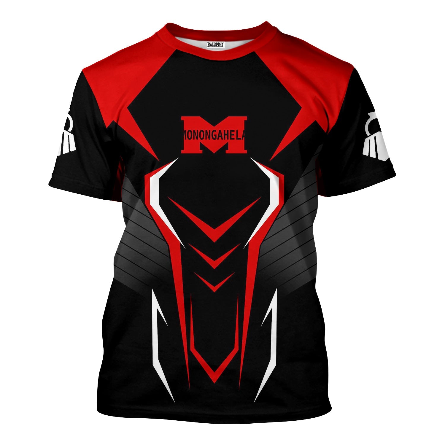 Railspirit Personalized Monongahela Railroad T-Shirt Dynamic Design Style Perfect Shirt for Train Enthusiasts