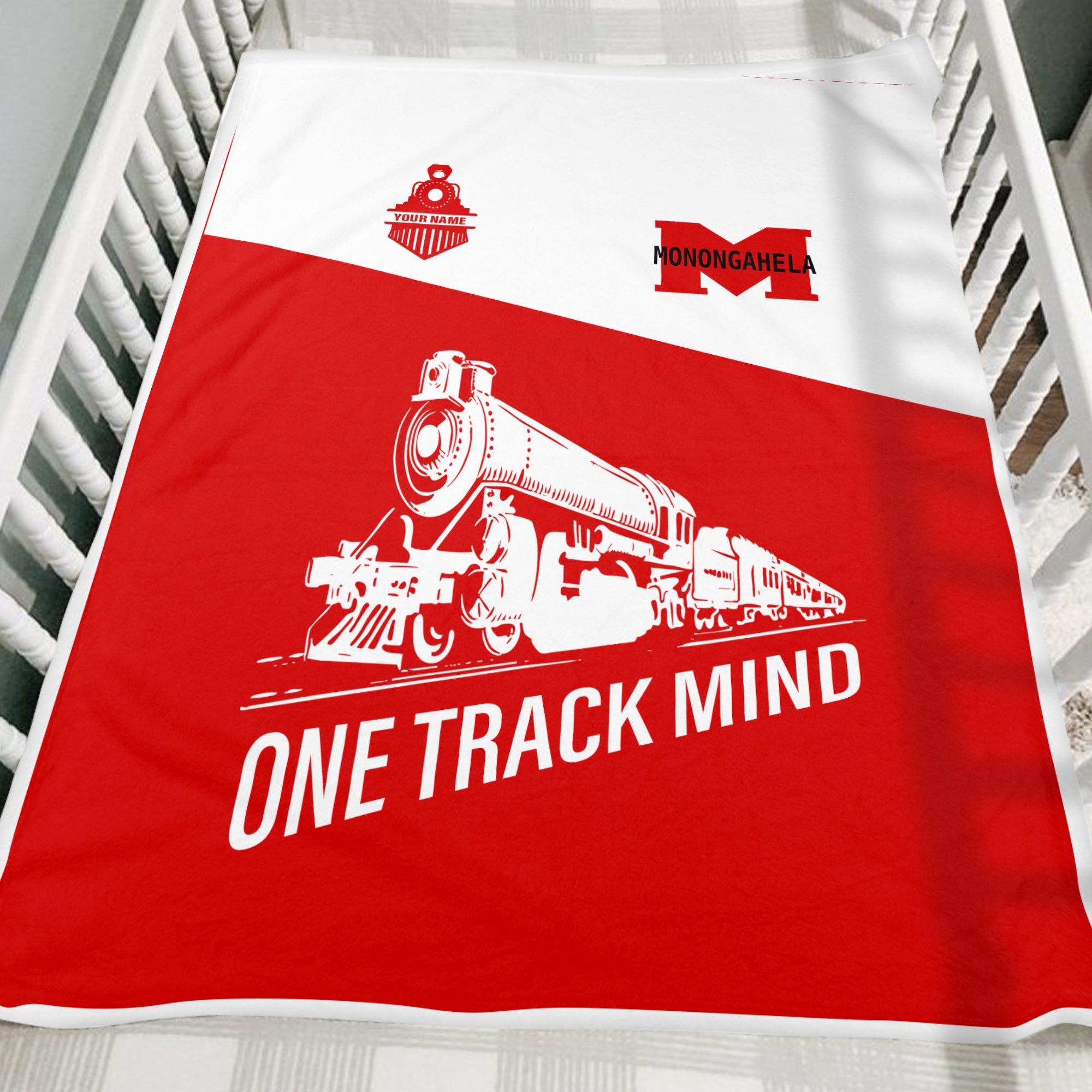 Railspirit Personalized Monongahela Railroad Blanket One Track Mind Train Blanket Gift Idea For Train Lover