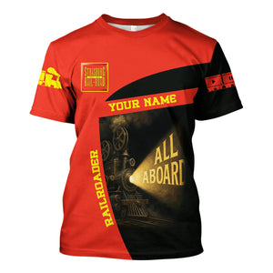 Railspirit Personalized Strasburg Railroad T-Shirt All Aboard Steam Train Movie Projector Style Shirt