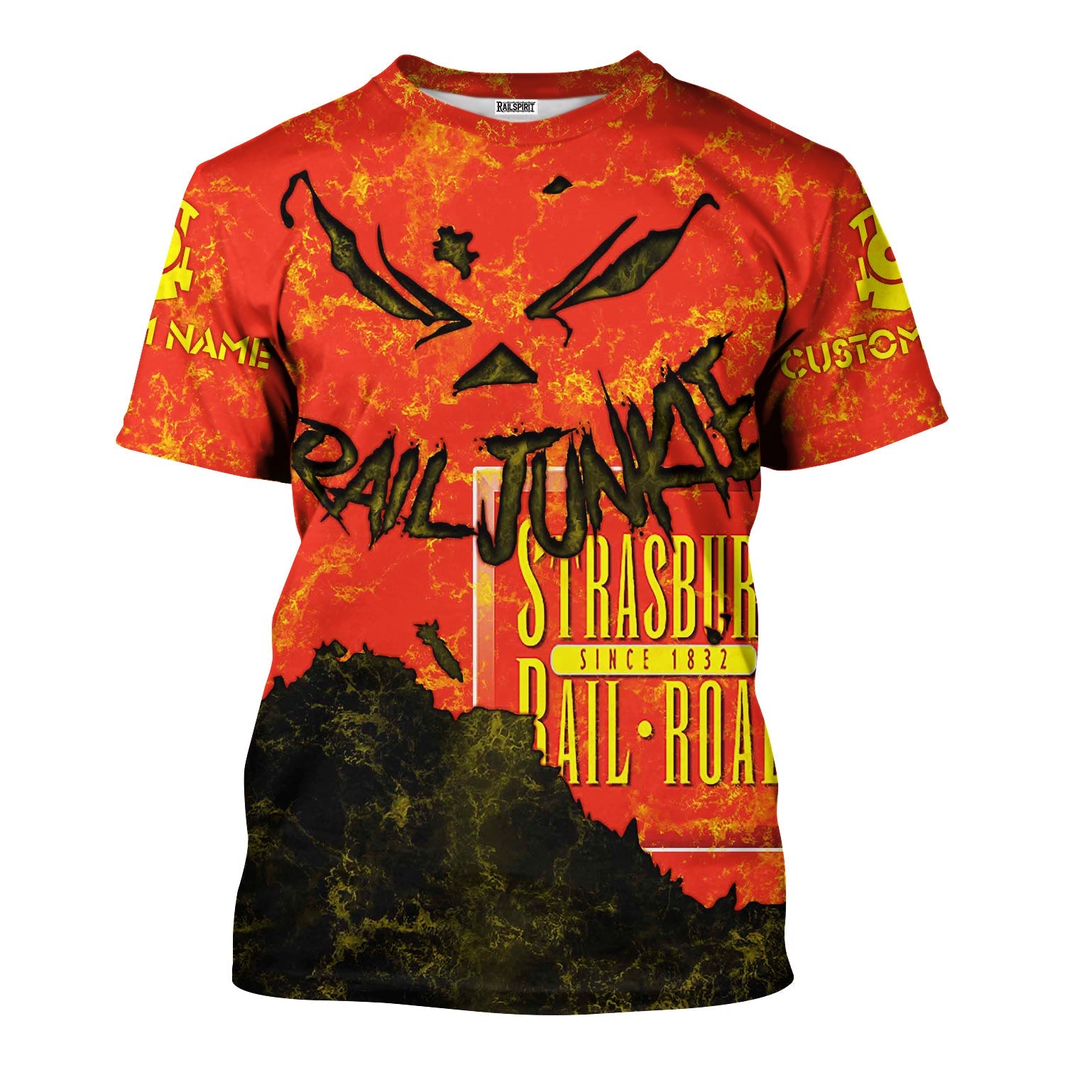 Railspirit Personalized Strasburg Railroad T-Shirt Torn Graphic Style Train Shirt For Rail Junkie