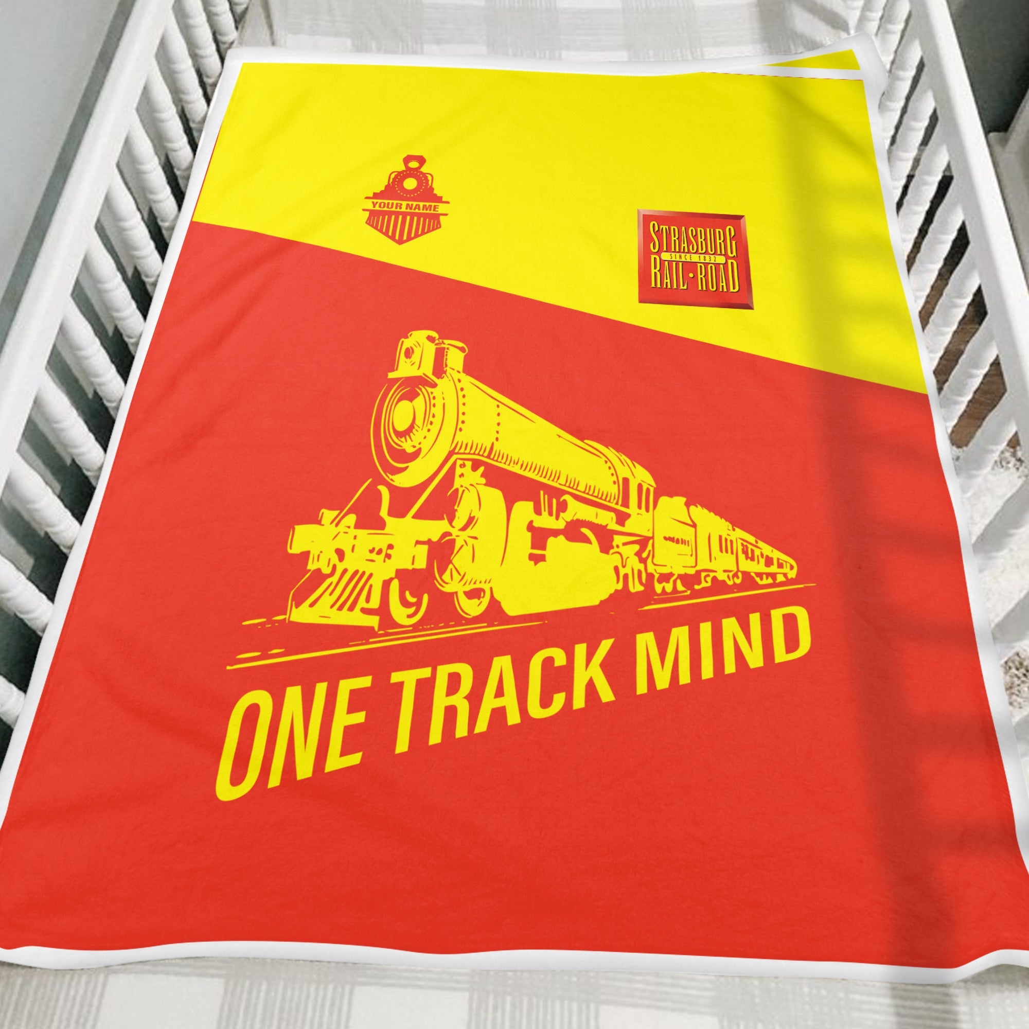 Railspirit Personalized Strasburg Railroad Blanket One Track Mind Train Blanket Gift Idea For Train Lover
