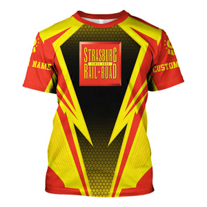 Railspirit Personalized Strasburg Railroad T-Shirt Lightning Graphic Style Shirt Gift Idea For Train Lover