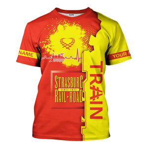 Railspirit Personalized Strasburg Railroad T-Shirt Engine Heartbeat and Track Love Style Shirt Gift Idea For Train Lovers