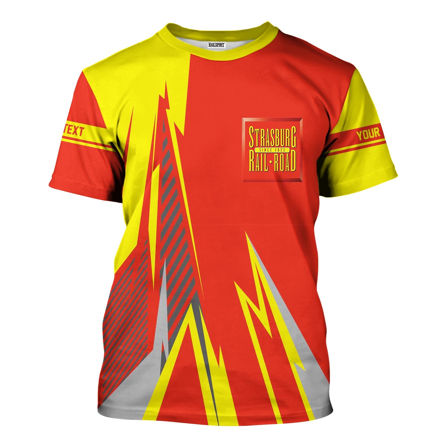 Railspirit Personalized Strasburg Railroad T-Shirt Lightning-Inspired Railway Style Shirt For Train Lovers