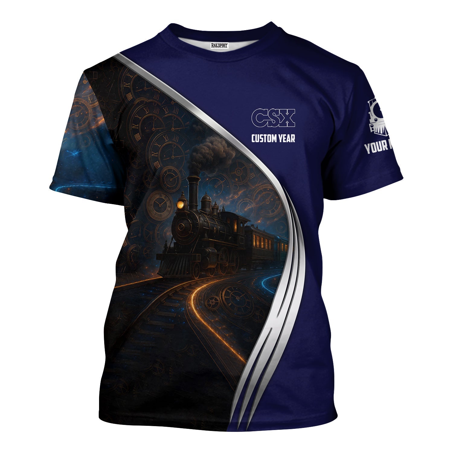 Railspirit Personalized CSX Transportation Railroad T-Shirt Steampunk Locomotive with Custom Year Train Shirt